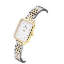 Relógio Feminino Luxo Quadrado Square Madison Diamond Bicolor Prata e Dourado Gold