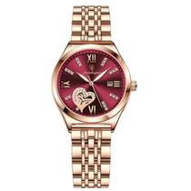 Relógio Feminino Luxo Vermelho Borgonha Prova De Água Data Relógio Feminino Luxo Vermelho Borgonha Prova De Água Data