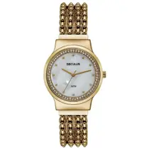 Relógio Feminino Madrepérola Cristais Dourado - Seculus