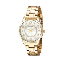 Relógio Feminino Madrepérola Glitter Aço Dourado 4cm