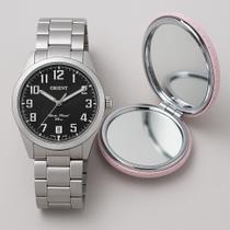 Relógio Feminino Marca Orient Analógico Casual Prova Dágua 50 Metros Calendário Aço Inoxidável Prata MBSS1132A + Espelho