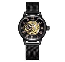 Relógio Feminino MG.Orkina Preto Automático Pulseira Malha Aço Relógio Feminino MG.Orkina Preto Automático Pulseira Malha Aço