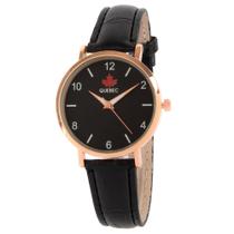 Relógio Feminino Minimalista Dourado Original Quebec Pulseira de Couro