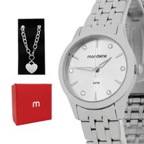 Relogio Feminino Mondaine Aço Inoxidavel Prata Mostrador Prata Com Pulseira Original Resistente a Agua 1 Ano de Garantia 32610L0MKNE2K4L12