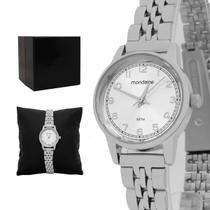 Relogio Feminino Mondaine Analogico Aço Inoxidavel Prata Mostrador Branco Original Resistente a Agua 1 Ano de Garantia 32425L0MVNE2