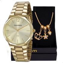 Relógio Feminino Mondaine Analógico Dourado Facetado 53750LPMVDE1K4
