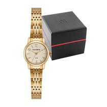 Relógio feminino mondaine classic dourado à prova d'água 50m 32492lpmvde1