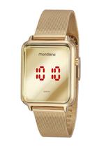 Relógio Feminino Mondaine Digital Quadrado Dourado