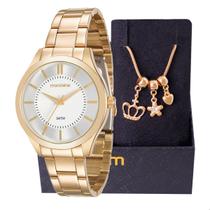 Relógio Feminino Mondaine Dourado Casual Analógico 99231LPMVDE1 Mulher Pulseira Berloques