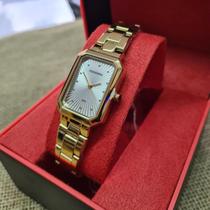 Relogio Feminino Mondaine dourado pequeno quadrado 53766LPMVDE3
