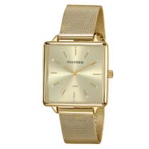 Relógio Feminino Mondaine Dourado Quadrado Social Original Médio à prova d' água