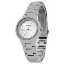 Relógio Feminino Mondaine Prata Aço Inoxidável Mostrador Branco Original Resistente à Água 99639LOMVNE1