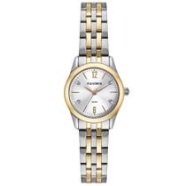 Relógio Feminino Mondaine Prata e Dourado com Ponteiros de Cristais