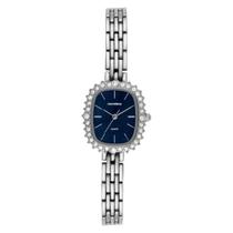 Relógio Feminino Mondaine Quadrado Prata Azul Marinho Mini