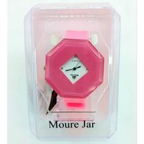 Relógio Feminino Mourejar com pulseira de borracha rosa e mostrador branco Relógio Feminino Mourejar com pulseira de borracha rosa e mostrador branco