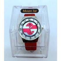 Relógio Feminino Mourejar com pulseira de borracha vermelho e mostrador prata com brilhos Relógio Feminino Mourejar com pulseira de borracha vermelho e mostrador prata com brilhos