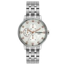 Relógio Feminino Multifunção Madrepérola Prata