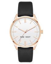 Relógio feminino Nine West com pulseira prateada com ouro rosa