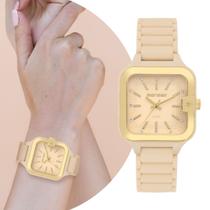 Relógio Feminino Nude e Dourado Quadrado Fashion Mormaii