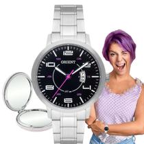 Relógio Feminino Orient Analógico Redondo Aço Inóx Prova Dágua 5 ATM Casual Prata FBSS1160 P2SX + Espelho de Bolsa Relógio Feminino Orient Analógico Redondo Aço Inóx Prova Dágua 5 ATM Casual Prata FBSS1160 P2SX + Espelho de Bolsa