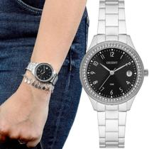 Relógio Feminino Orient Original Prateado Prova dÁgua Com Strass Fbss1181 P2sx