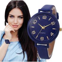 Relógio Feminino Original Barato Luxo Azul + Caixa