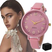 Relógio Feminino Original Barato Luxo Rosa + Caixa