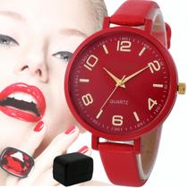 Relógio Feminino Original Barato Luxo Vermelho + Caixa - GENEVA