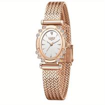 Relógio feminino oval da LIGE design minimalista de malha de três pinos -