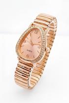 Relógio Feminino Pequeno Luxo Oval Cravejado Rose 38mm