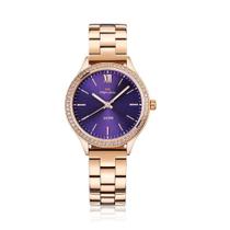 Relógio Feminino Philiph London Rose Fundo Roxo com Pedras