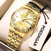 Relógio Feminino Poedagar Dourado Luxo Aço Inox Bracelete
