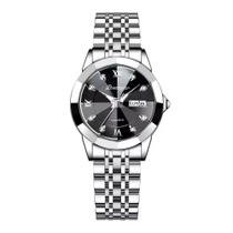 Relógio Feminino Poedagar Fundo Preto Luxo Aço Inox Bracelete