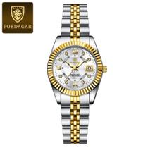 Relógio Feminino Poedagar Luxo Aço Inox Fundo Branco Bracelete