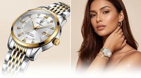 Relógio Feminino Poedagar Luxo Aço Inox Fundo Branco Bracelete