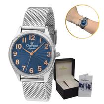 Relogio Feminino Prata Champion Pulseira Esteira Resistente