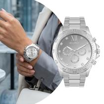 Relógio Feminino Prata com Caixa e Pulseira de Aço Inoxidável à Prova d Água e Cronógrafo Luxo Fashion Elegante Euro Relógio Feminino Prata com Caixa e Pulseira de Aço Inoxidável à Prova d Água e Cronógrafo Luxo Fashion Elegante Euro