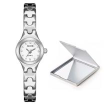 Relógio Feminino Prata Mini Luxo Analógico Com Espelho - PENDULARI