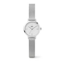 Relógio Feminino Prata Mini Tulipa Fundo Branco Silver 22mm