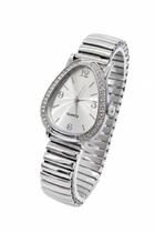 Relógio Feminino Prata Pulseira Elastica Maldivas Silver Cravejado 38mm