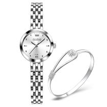 Relógio Feminino Prata Social Luxo Analógico + Pulseira