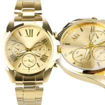 relogio feminino prova dagua premium qualidade banhado aço resistente dourado original casual presente social