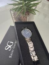 Relógio Feminino Pulseira Prata Fundo Azul Belmont Blue Silver 32mm - BMBLS32