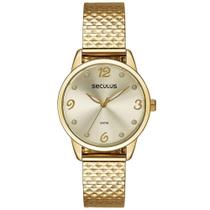 Relógio Feminino Pulseira Texturizada Dourado - Seculus Relógio Feminino Pulseira Texturizada Dourado - Seculus