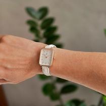 Relógio Feminino Quadrado Branca com Rose minimalista Piermont New Port