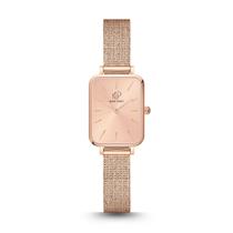 Relógio Feminino Quadrado Elegante Delicado New Port Luxo Rosé