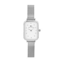 Relógio Feminino Quadrado Prata Saint Germain Square Harlem Diamond Silver