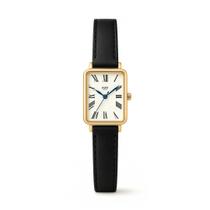 Relógio Feminino Quadrado Pulseira Couro Preto Vermeer Gold - Bazeli