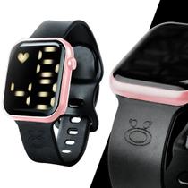 relogio feminino quadrado rosa silicone led prova dagua digital moda qualidade premium led original ajustavel