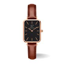 Relógio Feminino Quadrado Rose Fundo Preto Piermont minimalista New Port